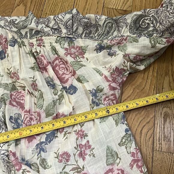 NWT FREE PEOPLE ANTHROPOLOGIE MARAYA PRINTED IVORY ANTIQUE COMBO TOP SIZE M - Picture 8 of 8
